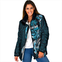 Asut Guam Chamorro Padded Jacket Guahan Seal Tattoo LT14 Women Blue - Polynesian Pride