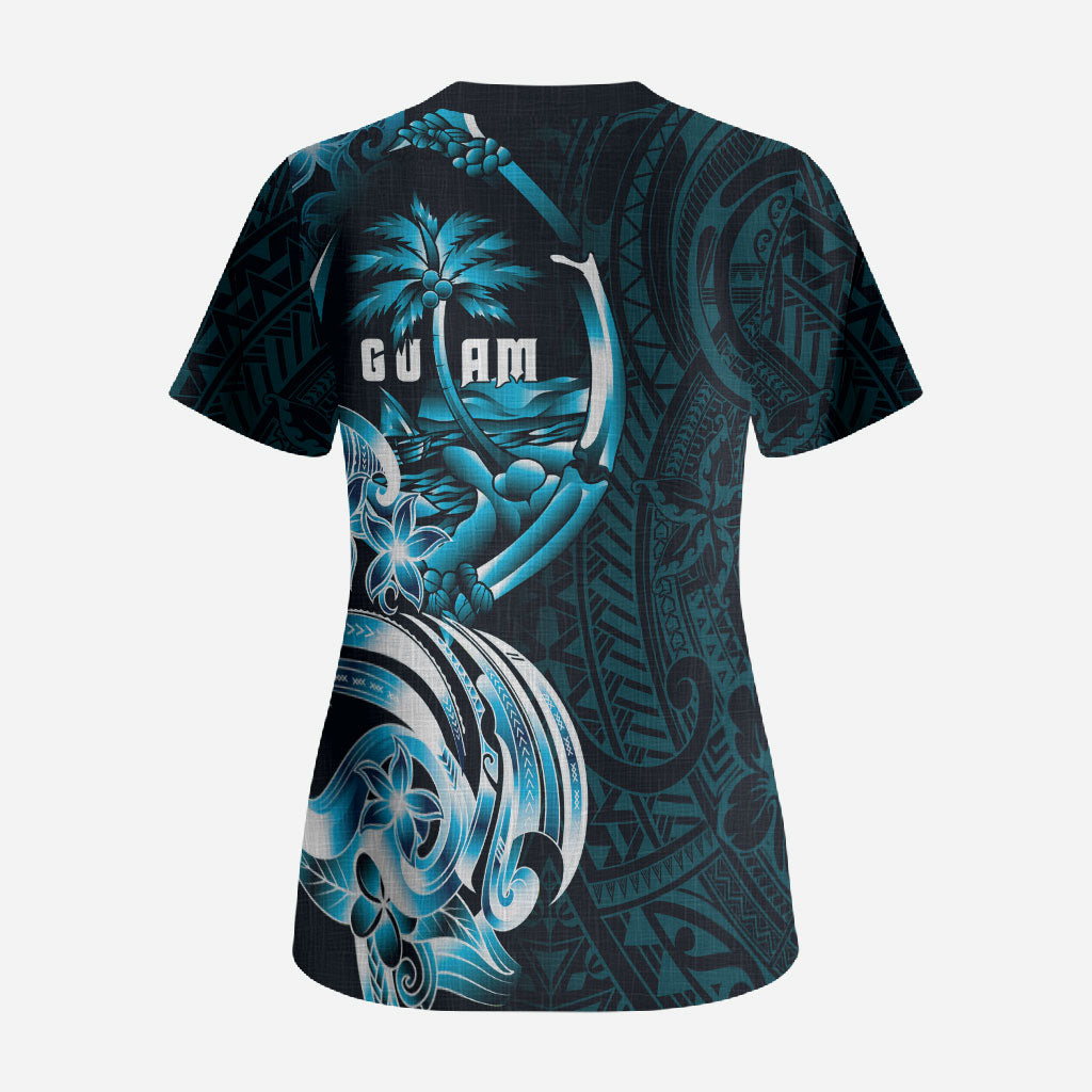 Asut Guam Chamorro Scrub Top Guahan Seal Tattoo LT14 - Polynesian Pride