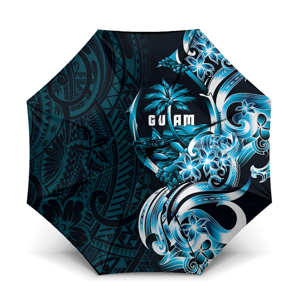 Asut Guam Chamorro Umbrella Guahan Seal Tattoo LT14 One Size Folded 11.42 inch Opened Diameter 37.4 inch Blue - Polynesian Pride