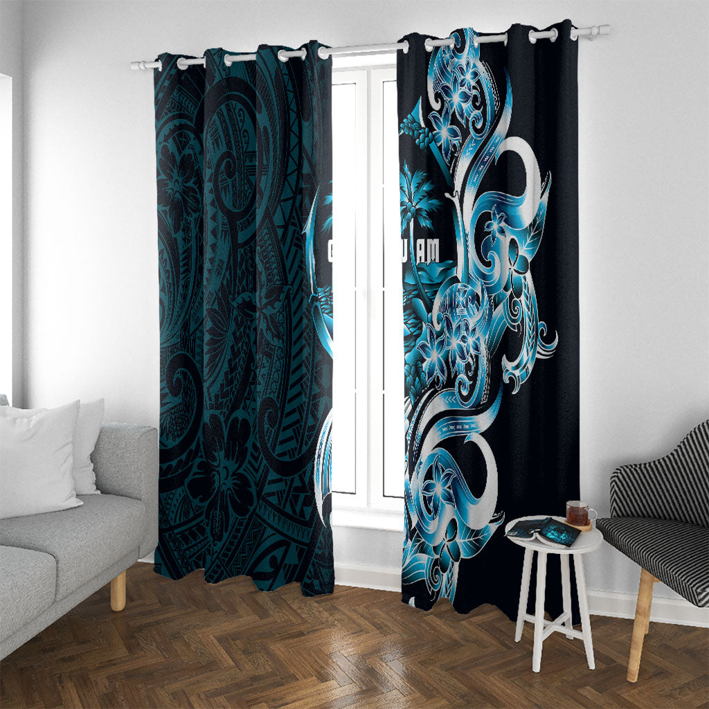Asut Guam Chamorro Window Curtain Guahan Seal Tattoo LT14 With Grommets Blue - Polynesian Pride