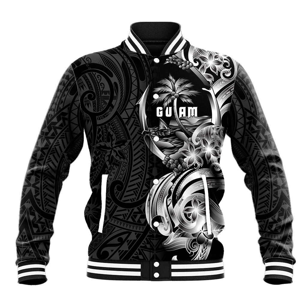 Attelong Guam Chamorro Baseball Jacket Guahan Seal Tattoo LT14 Unisex Black - Polynesian Pride