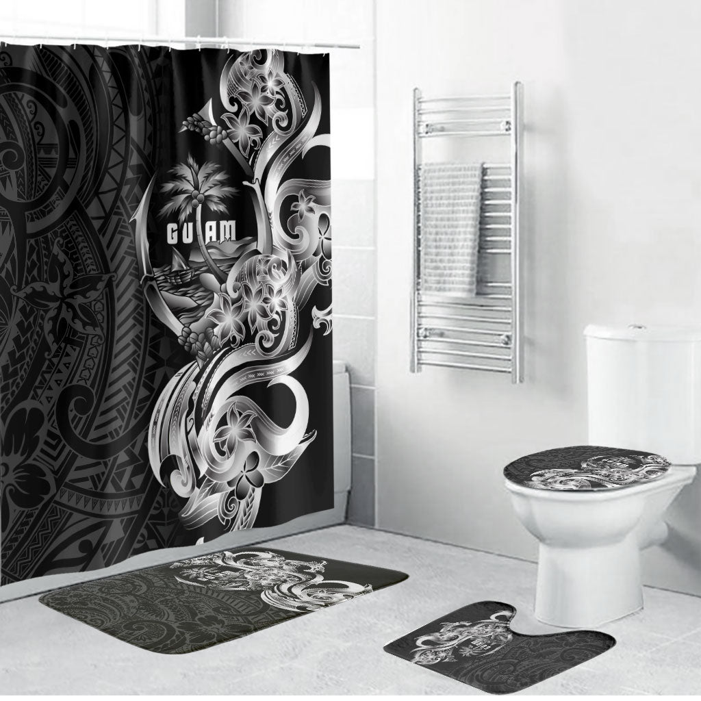Attelong Guam Chamorro Bathroom Set Guahan Seal Tattoo LT14 Bathroom Set (4 pcs) Black - Polynesian Pride