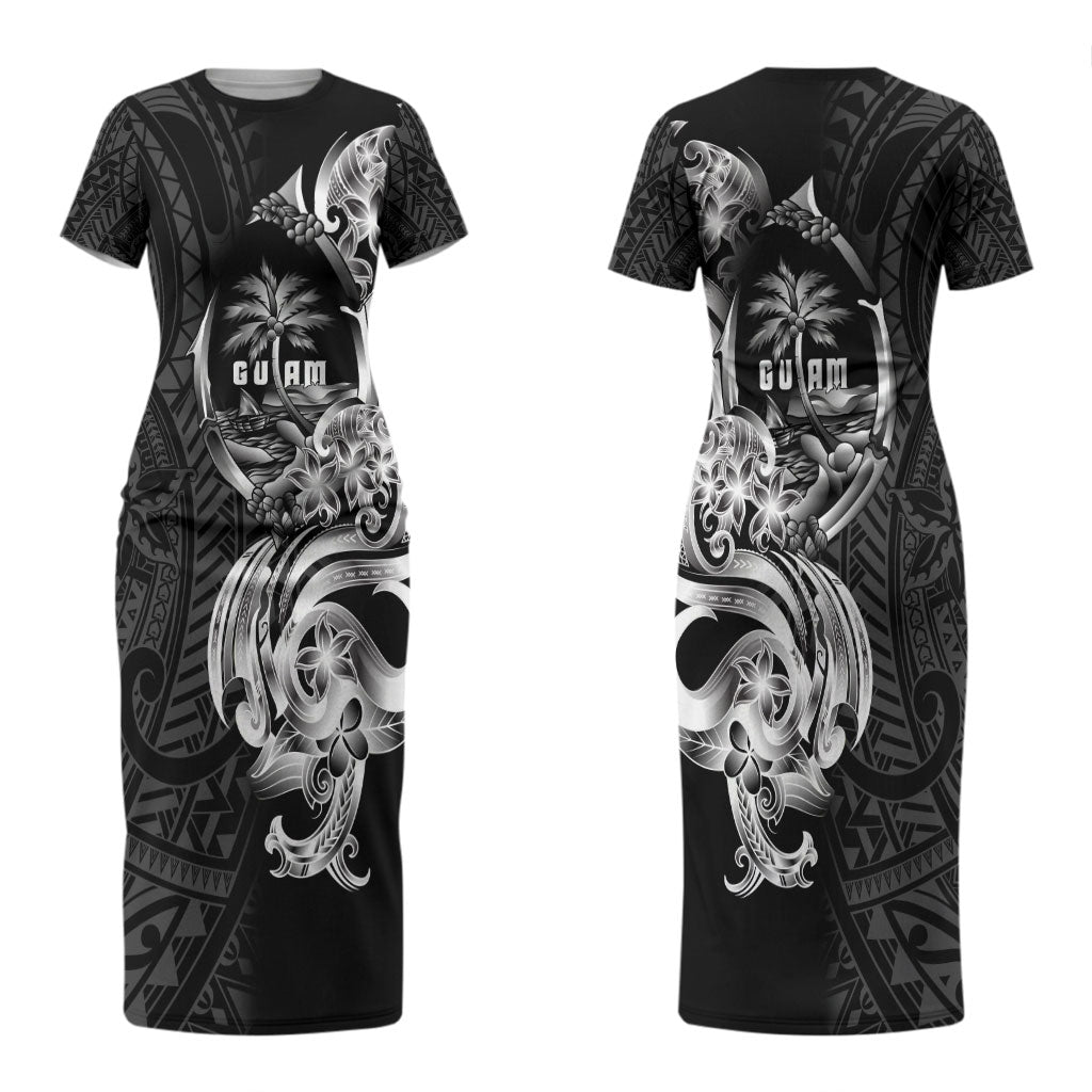 Attelong Guam Chamorro Couples Matching Short Sleeve Bodycon Dress and Long Sleeve Button Shirt Guahan Seal Tattoo LT14 - Polynesian Pride