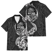 Attelong Guam Chamorro Family Matching Tank Maxi Dress and Hawaiian Shirt Guahan Seal Tattoo LT14 Dad's Shirt - Short Sleeve Black - Polynesian Pride