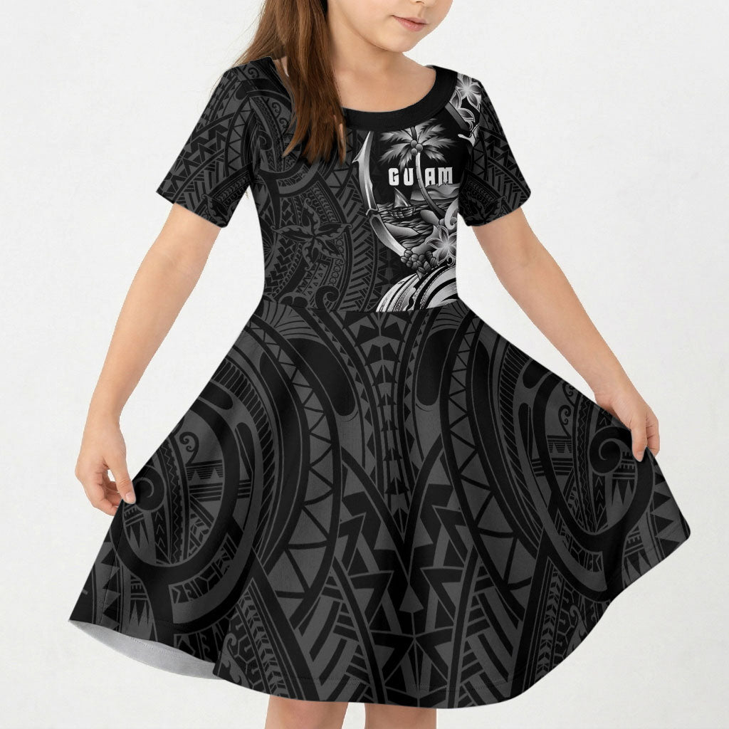 Attelong Guam Chamorro Kid Short Sleeve Dress Guahan Seal Tattoo LT14 KID Black - Polynesian Pride