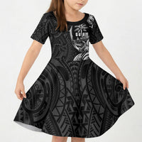Attelong Guam Chamorro Kid Short Sleeve Dress Guahan Seal Tattoo LT14 KID Black - Polynesian Pride