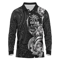 Attelong Guam Chamorro Long Sleeve Polo Shirt Guahan Seal Tattoo LT14 Black - Polynesian Pride