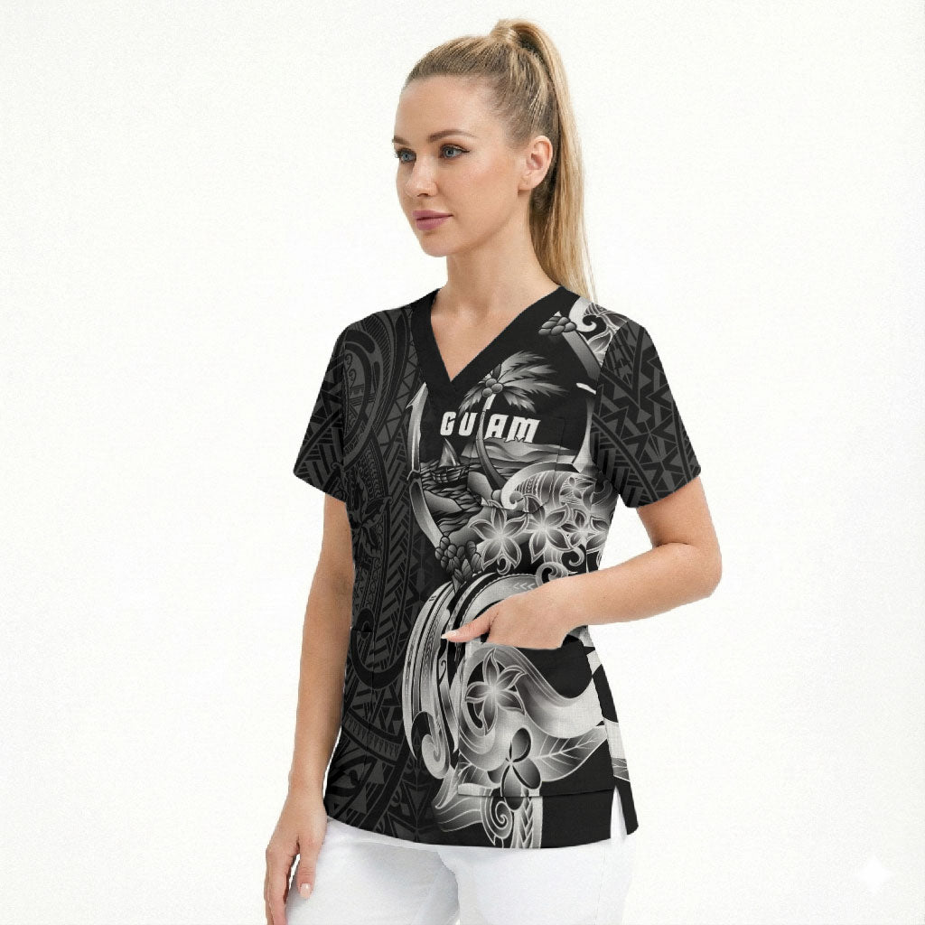 Attelong Guam Chamorro Scrub Top Guahan Seal Tattoo LT14 - Polynesian Pride