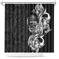 Attelong Guam Chamorro Shower Curtain Guahan Seal Tattoo LT14 Black - Polynesian Pride