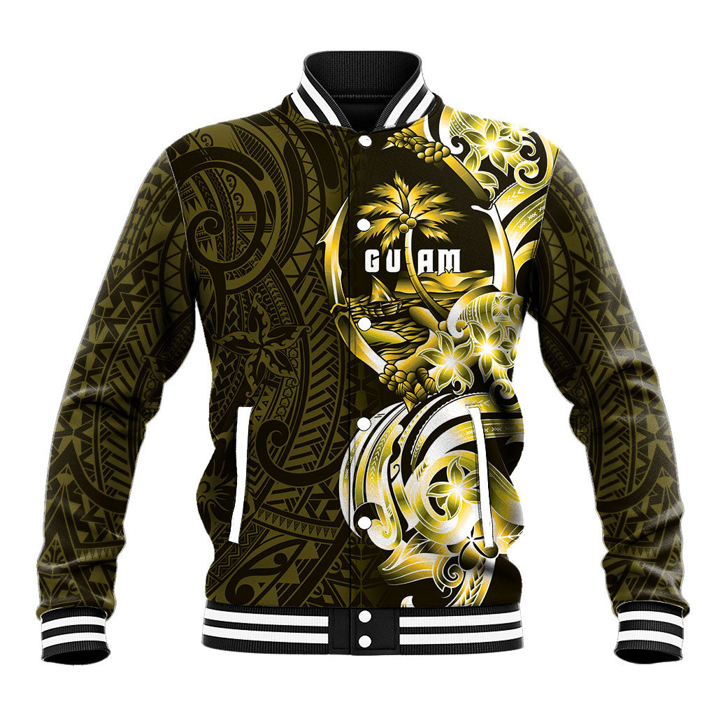 Amariyu Guam Chamorro Baseball Jacket Guahan Seal Tattoo LT14 Unisex Yellow - Polynesian Pride