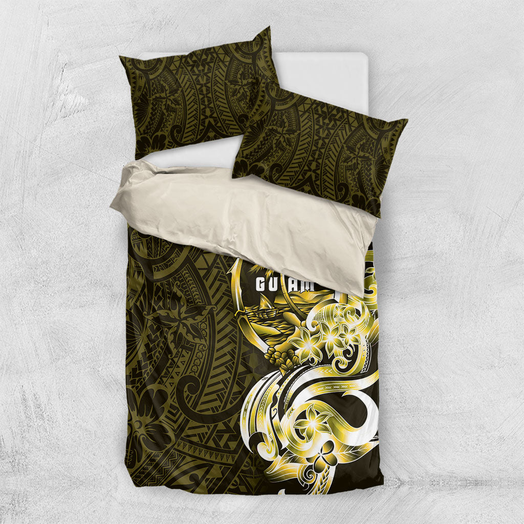 Amariyu Guam Chamorro Bedding Set Guahan Seal Tattoo LT14 US Twin 172cm x 218cm Yellow - Polynesian Pride