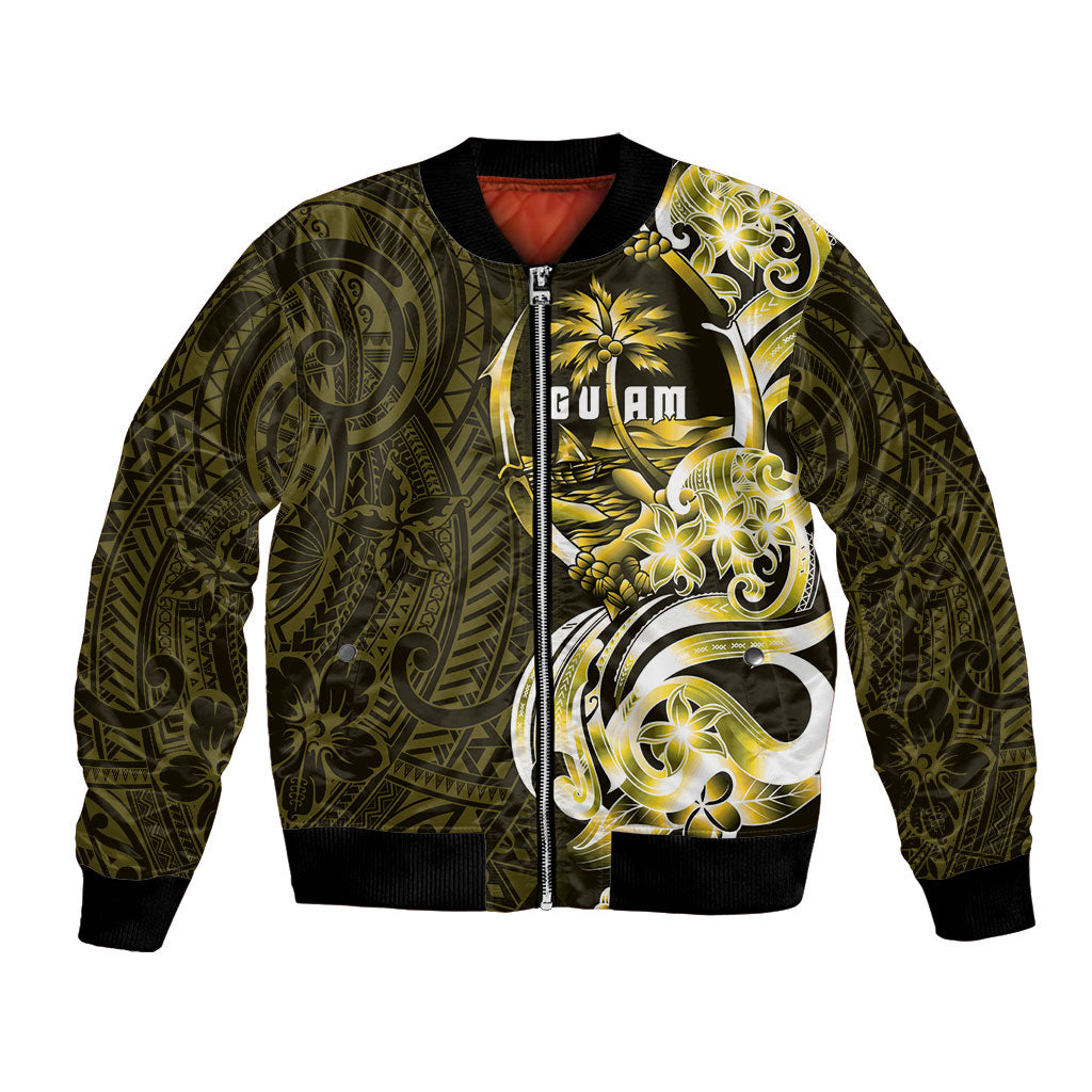 Amariyu Guam Chamorro Bomber Jacket Guahan Seal Tattoo LT14 Unisex Yellow - Polynesian Pride