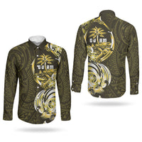 Amariyu Guam Chamorro Couples Matching Short Sleeve Bodycon Dress and Long Sleeve Button Shirt Guahan Seal Tattoo LT14 - Polynesian Pride