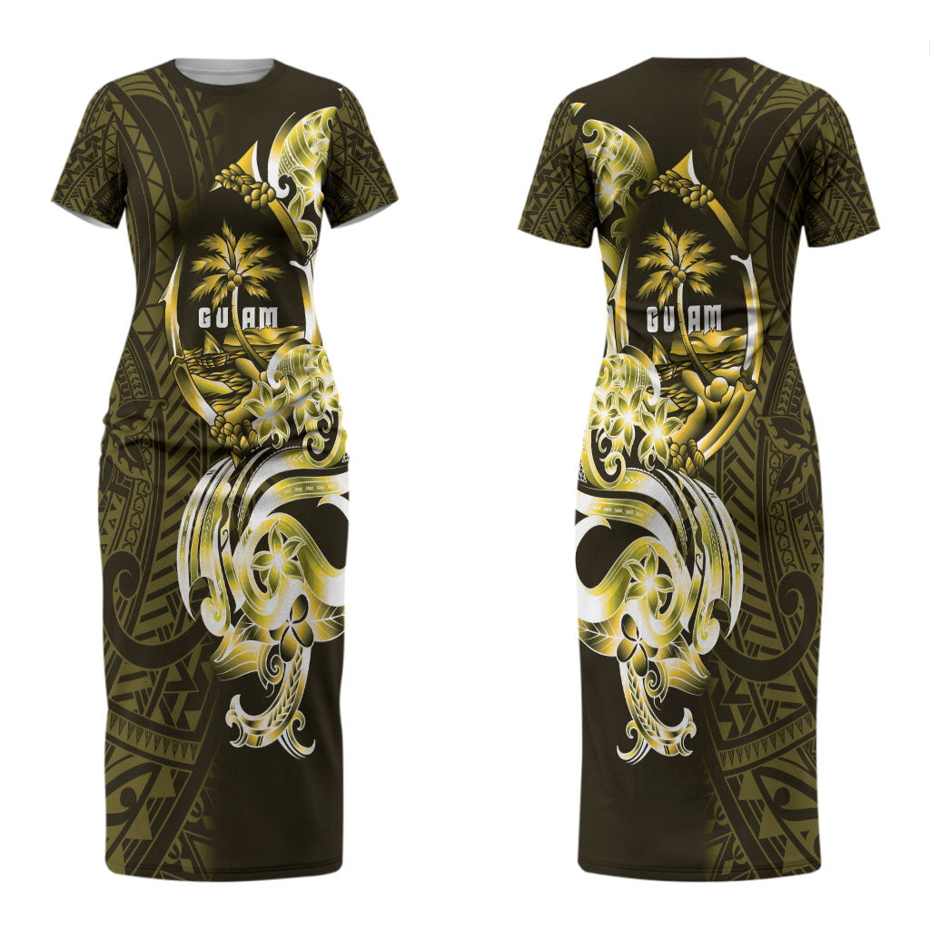 Amariyu Guam Chamorro Couples Matching Short Sleeve Bodycon Dress and Long Sleeve Button Shirt Guahan Seal Tattoo LT14 - Polynesian Pride