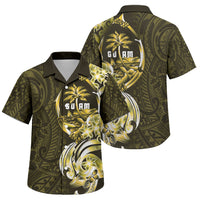 Amariyu Guam Chamorro Family Matching Off The Shoulder Long Sleeve Dress and Hawaiian Shirt Guahan Seal Tattoo LT14 Son's Shirt Yellow - Polynesian Pride