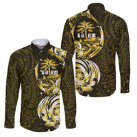 Amariyu Guam Chamorro Family Matching Tank Maxi Dress and Hawaiian Shirt Guahan Seal Tattoo LT14 Dad's Shirt - Long Sleeve Yellow - Polynesian Pride