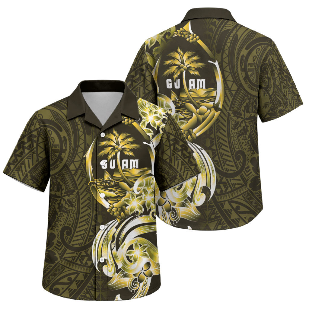Amariyu Guam Chamorro Family Matching Tank Maxi Dress and Hawaiian Shirt Guahan Seal Tattoo LT14 Son's Shirt Yellow - Polynesian Pride