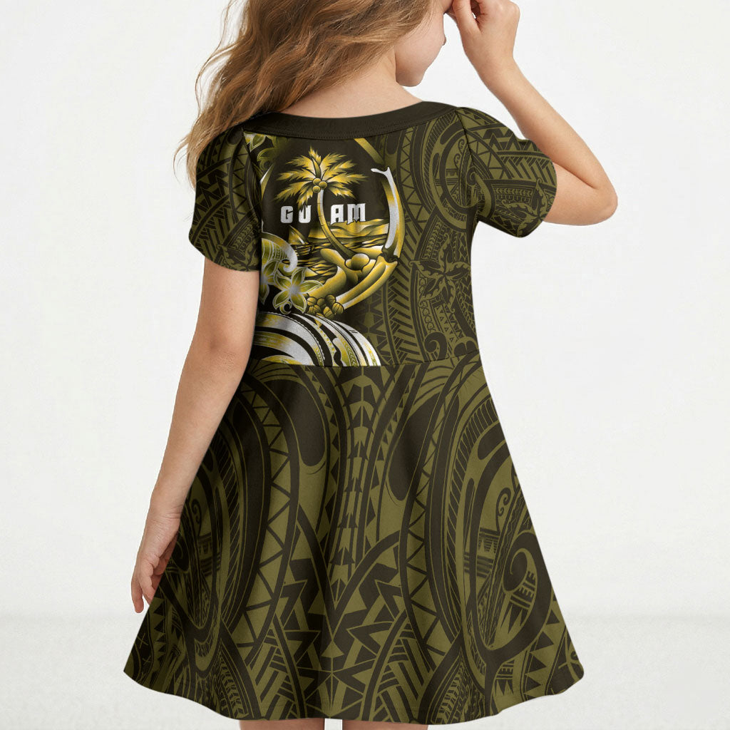 Amariyu Guam Chamorro Kid Short Sleeve Dress Guahan Seal Tattoo LT14 - Polynesian Pride