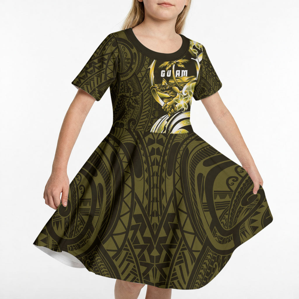 Amariyu Guam Chamorro Kid Short Sleeve Dress Guahan Seal Tattoo LT14 - Polynesian Pride