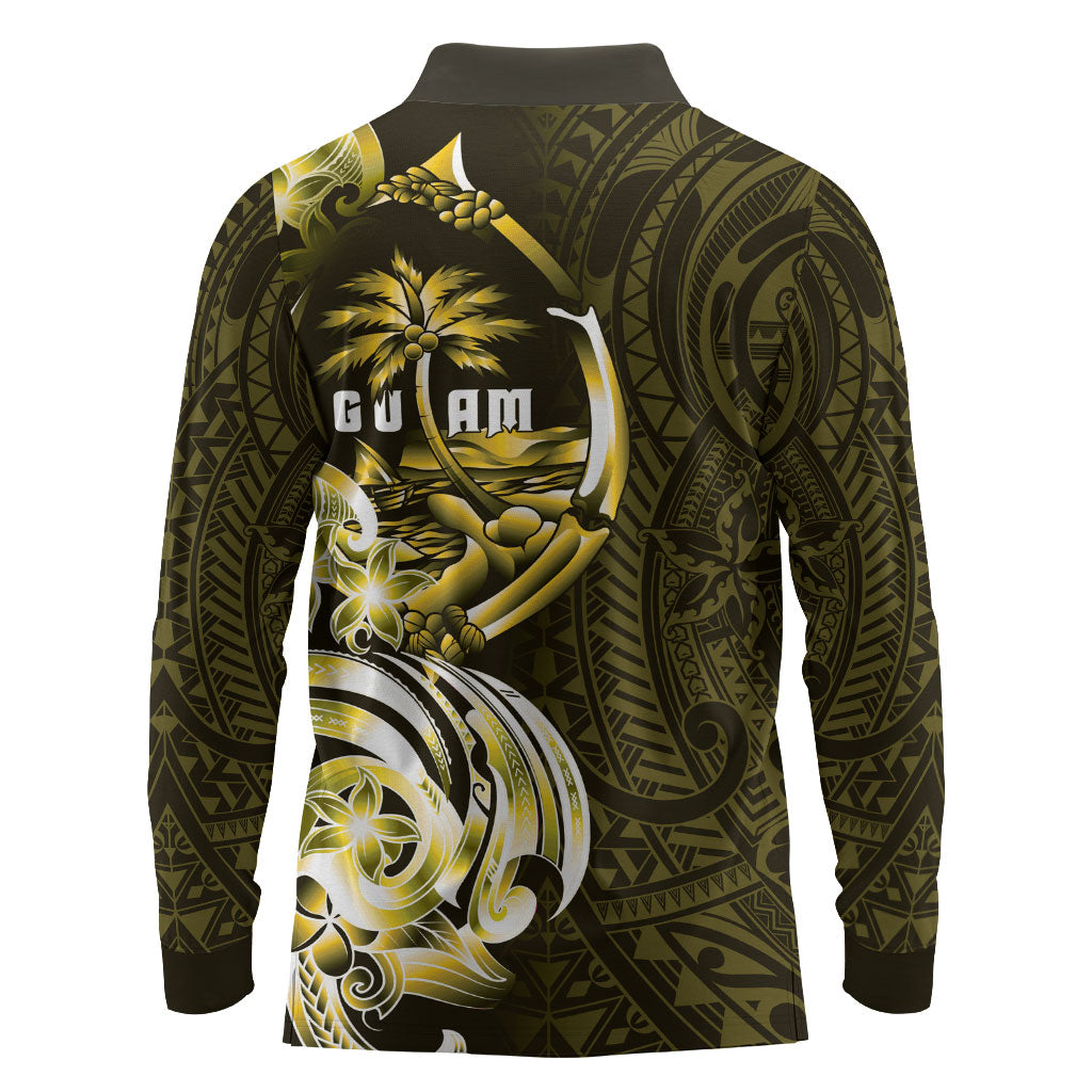 Amariyu Guam Chamorro Long Sleeve Polo Shirt Guahan Seal Tattoo LT14 - Polynesian Pride