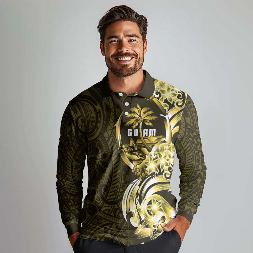Amariyu Guam Chamorro Long Sleeve Polo Shirt Guahan Seal Tattoo LT14 - Polynesian Pride