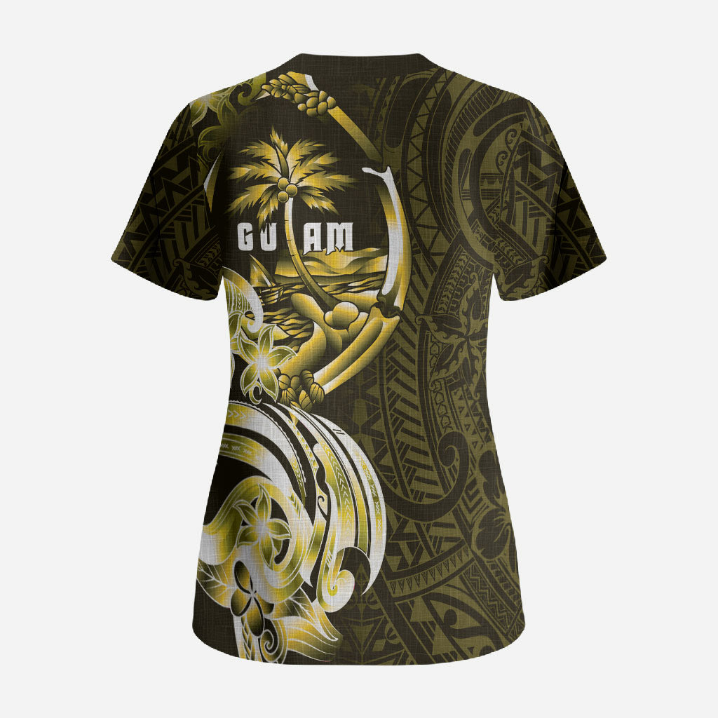 Amariyu Guam Chamorro Scrub Top Guahan Seal Tattoo LT14 - Polynesian Pride