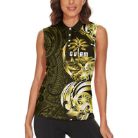 Amariyu Guam Chamorro Women Sleeveless Polo Shirt Guahan Seal Tattoo LT14 - Polynesian Pride
