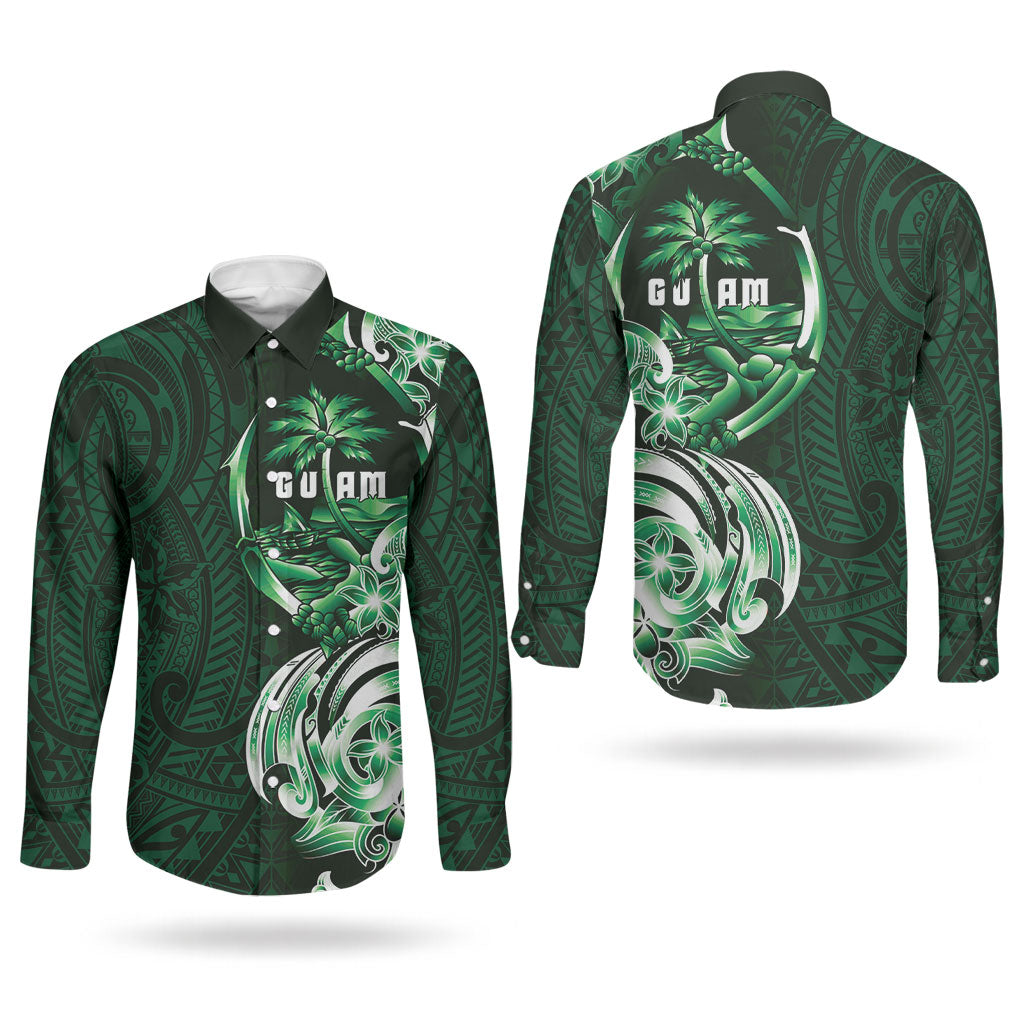 Betde Guam Chamorro Couples Matching Off Shoulder Maxi Dress and Long Sleeve Button Shirt Guahan Seal Tattoo LT14 - Polynesian Pride