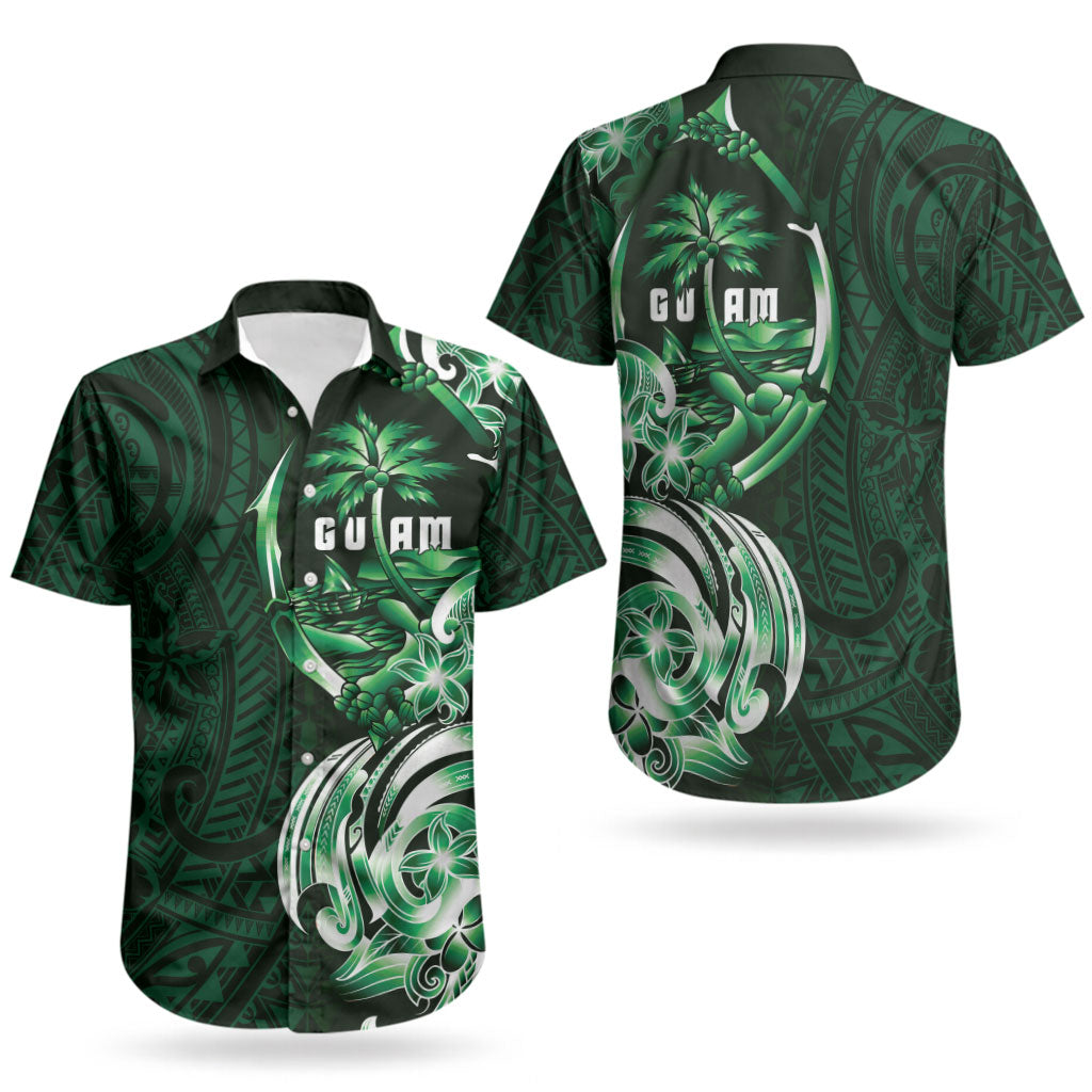Betde Guam Chamorro Couples Matching Off Shoulder Short Dress and Hawaiian Shirt Guahan Seal Tattoo LT14 - Polynesian Pride