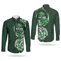 Betde Guam Chamorro Couples Matching Summer Maxi Dress and Long Sleeve Button Shirt Guahan Seal Tattoo LT14 - Polynesian Pride