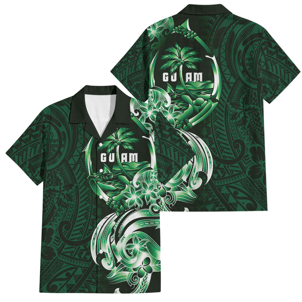 Betde Guam Chamorro Family Matching Mermaid Dress and Hawaiian Shirt Guahan Seal Tattoo LT14 Dad's Shirt - Short Sleeve Green - Polynesian Pride