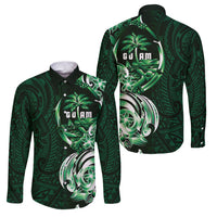 Betde Guam Chamorro Family Matching Mermaid Dress and Hawaiian Shirt Guahan Seal Tattoo LT14 Dad's Shirt - Long Sleeve Green - Polynesian Pride