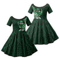 Betde Guam Chamorro Family Matching Mermaid Dress and Hawaiian Shirt Guahan Seal Tattoo LT14 Daughter's Dress Green - Polynesian Pride
