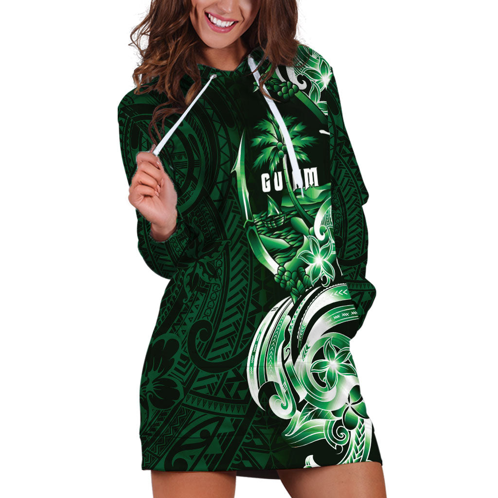 Betde Guam Chamorro Hoodie Dress Guahan Seal Tattoo LT14 Green - Polynesian Pride