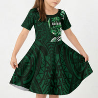 Betde Guam Chamorro Kid Short Sleeve Dress Guahan Seal Tattoo LT14 KID Green - Polynesian Pride
