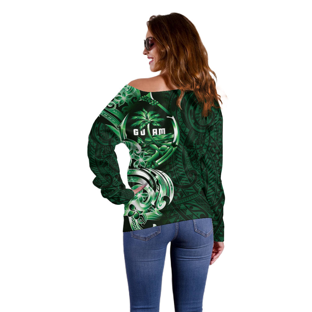 Betde Guam Chamorro Off Shoulder Sweater Guahan Seal Tattoo LT14 - Polynesian Pride