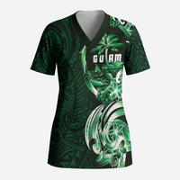 Betde Guam Chamorro Scrub Top Guahan Seal Tattoo LT14 Adult Green - Polynesian Pride