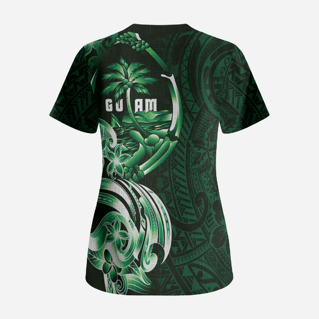 Betde Guam Chamorro Scrub Top Guahan Seal Tattoo LT14 - Polynesian Pride