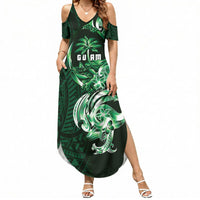 Betde Guam Chamorro Summer Maxi Dress Guahan Seal Tattoo LT14 Women Green - Polynesian Pride