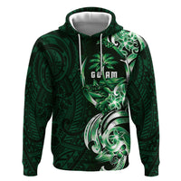 Betde Guam Chamorro Zip Hoodie Guahan Seal Tattoo LT14 Pullover Hoodie Green - Polynesian Pride