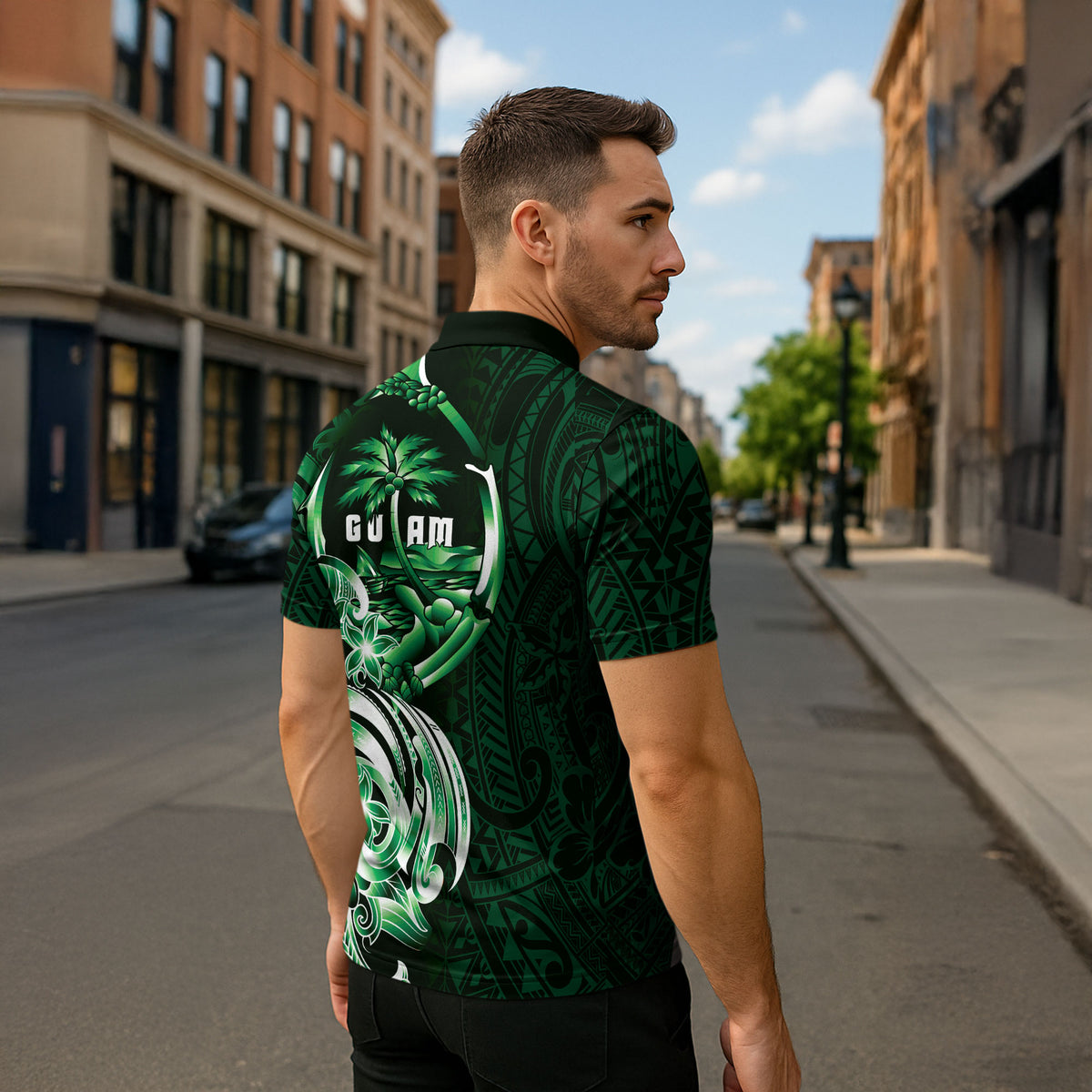 Betde Guam Chamorro Zipper Polo Shirt Guahan Seal Tattoo LT14 - Polynesian Pride