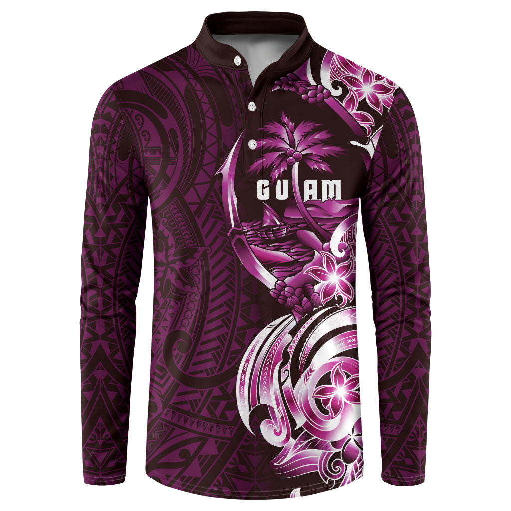 Kulot Di Rosa Guam Chamorro Button Sweatshirt Guahan Seal Tattoo LT14 Pink - Polynesian Pride