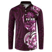 Kulot Di Rosa Guam Chamorro Button Sweatshirt Guahan Seal Tattoo LT14 Pink - Polynesian Pride