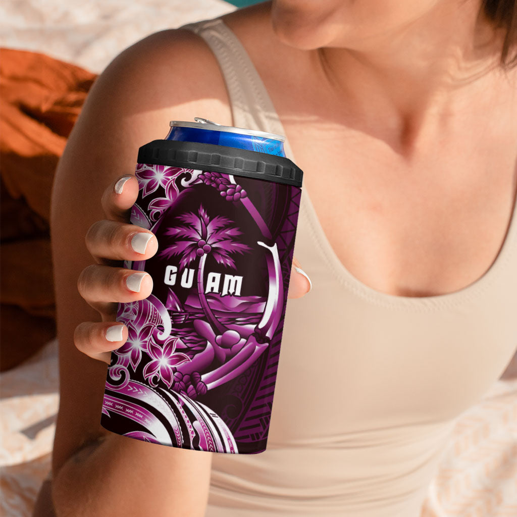 Kulot Di Rosa Guam Chamorro 4 in 1 Can Cooler Tumbler Guahan Seal Tattoo LT14 - Polynesian Pride