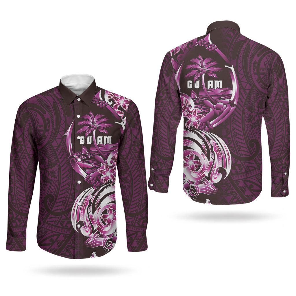 Kulot Di Rosa Guam Chamorro Couples Matching Long Sleeve Bodycon Dress and Long Sleeve Button Shirt Guahan Seal Tattoo LT14 - Polynesian Pride