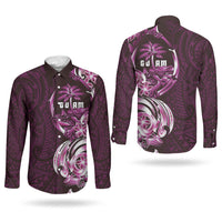 Kulot Di Rosa Guam Chamorro Couples Matching Off Shoulder Maxi Dress and Long Sleeve Button Shirt Guahan Seal Tattoo LT14 - Polynesian Pride
