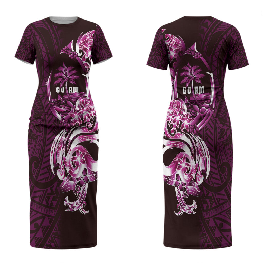 Kulot Di Rosa Guam Chamorro Couples Matching Short Sleeve Bodycon Dress and Long Sleeve Button Shirt Guahan Seal Tattoo LT14 - Polynesian Pride