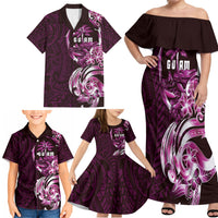 Kulot Di Rosa Guam Chamorro Family Matching Off Shoulder Maxi Dress and Hawaiian Shirt Guahan Seal Tattoo LT14 - Polynesian Pride