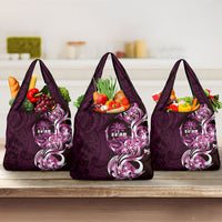 Kulot Di Rosa Guam Chamorro Grocery Bag Guahan Seal Tattoo LT14 3-pack One Size Pink - Polynesian Pride