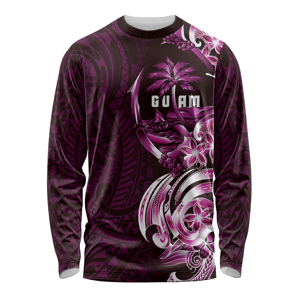 Kulot Di Rosa Guam Chamorro Long Sleeve Shirt Guahan Seal Tattoo LT14 Unisex Pink - Polynesian Pride